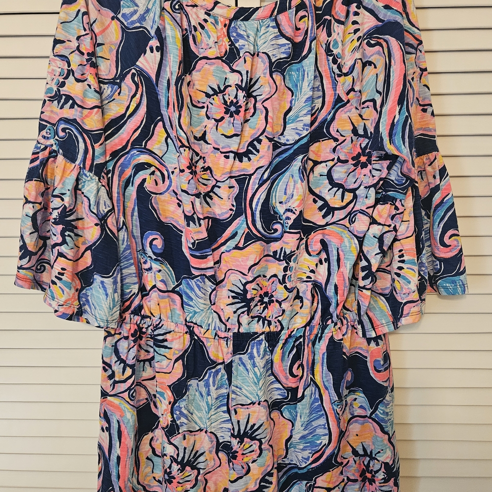 Floral Patterned Dress with Bell Sleeves